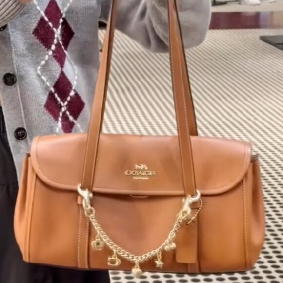 Brand New With Tags! Coach Bridget Flap Shoulder Bag Smooth Leather/Tan CDB05 - Picture 17 of 17